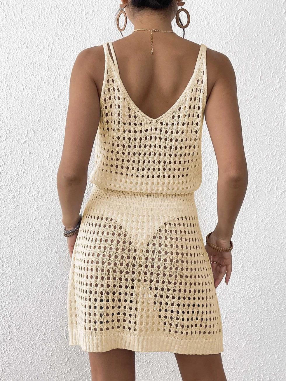 Cream V-Neck Cover Up Dress