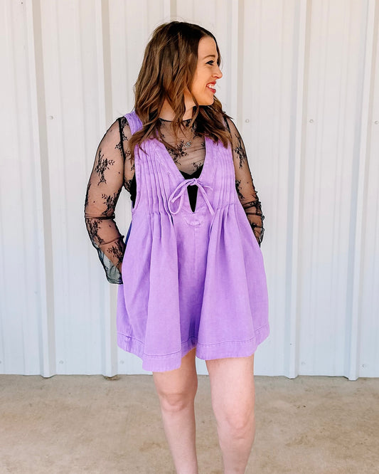 DENIM ROMPER - Purple