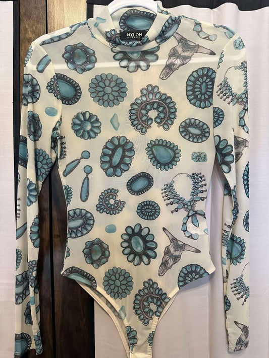 Turquoise Mesh Bodysuit