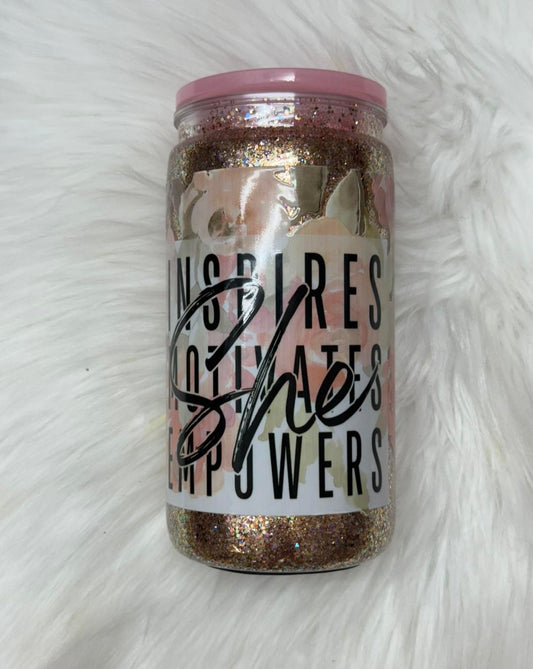 16 oz Snowglobe- Shes Motivational