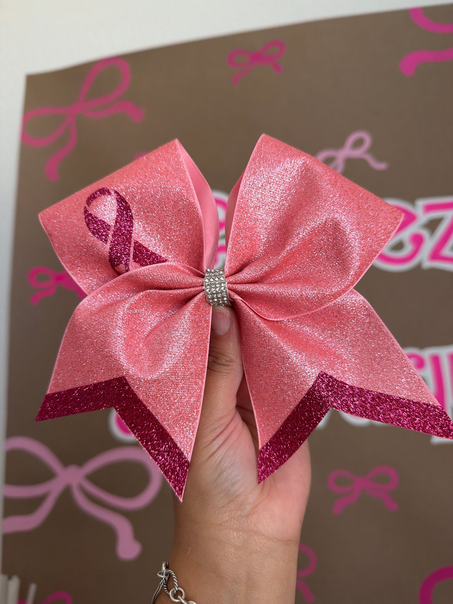 Pink out Bow ( hair tie )