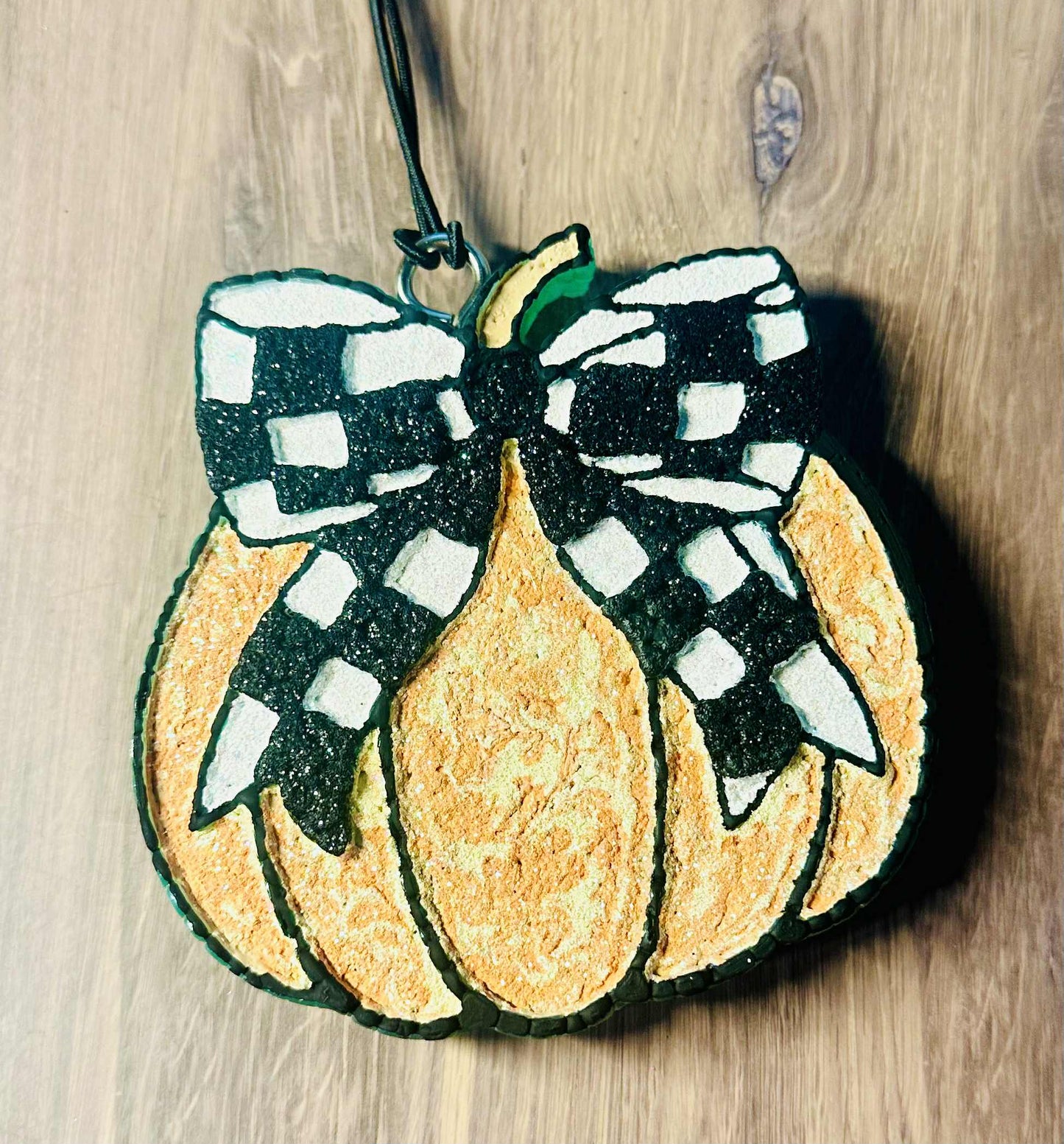 Checkered Bow Pumpkin- Leather & Lace