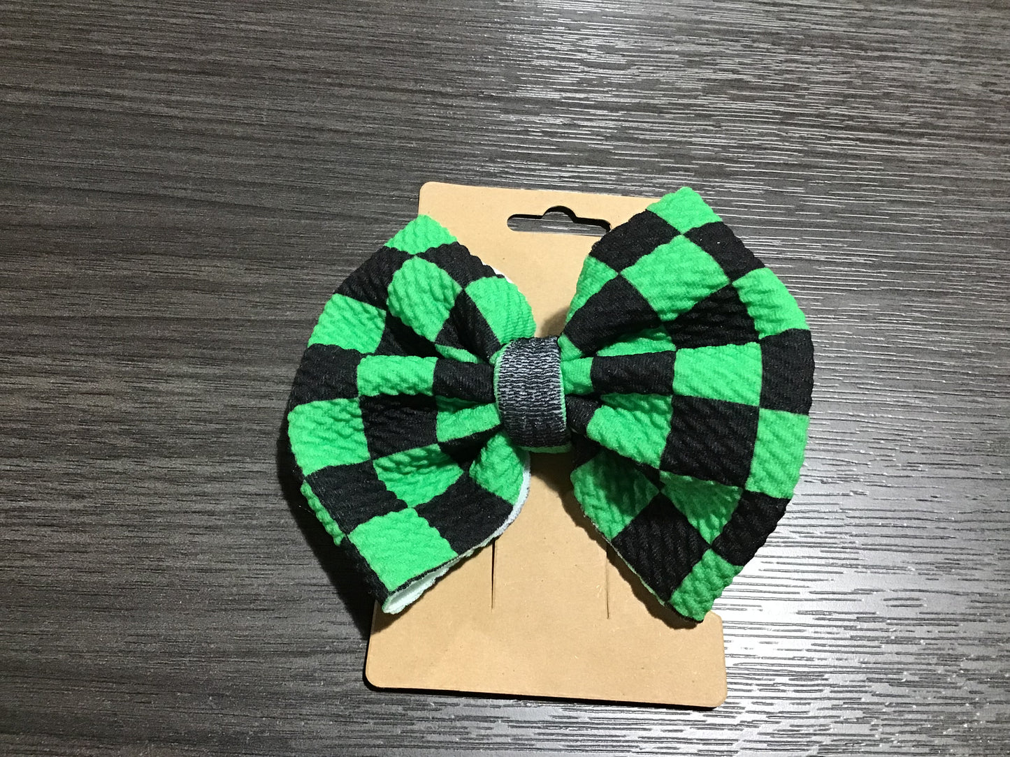 Blk/Green Checkered Bow