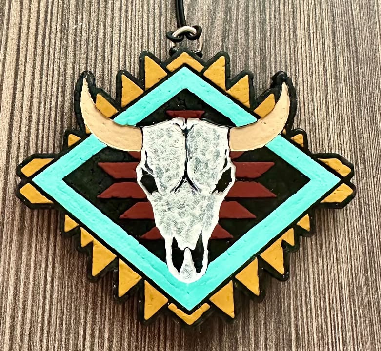Aztec Steer Plaque- Leather