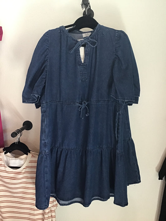 DENIM PUFF-SLEEVE DRESS