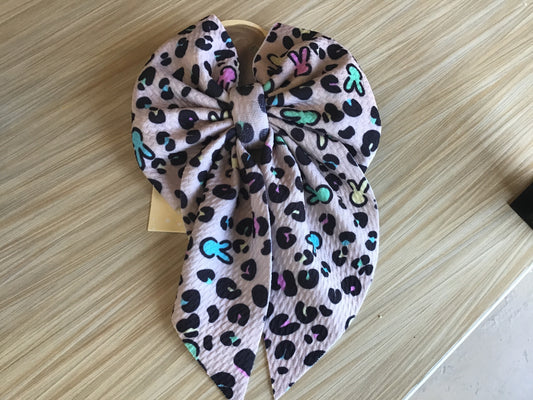 Bunny Leopard Fabric Bow