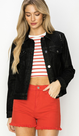 Blk Vintage Washed Denim Jacket