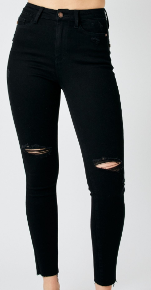 JB HW Blk Raw Hem Skinny