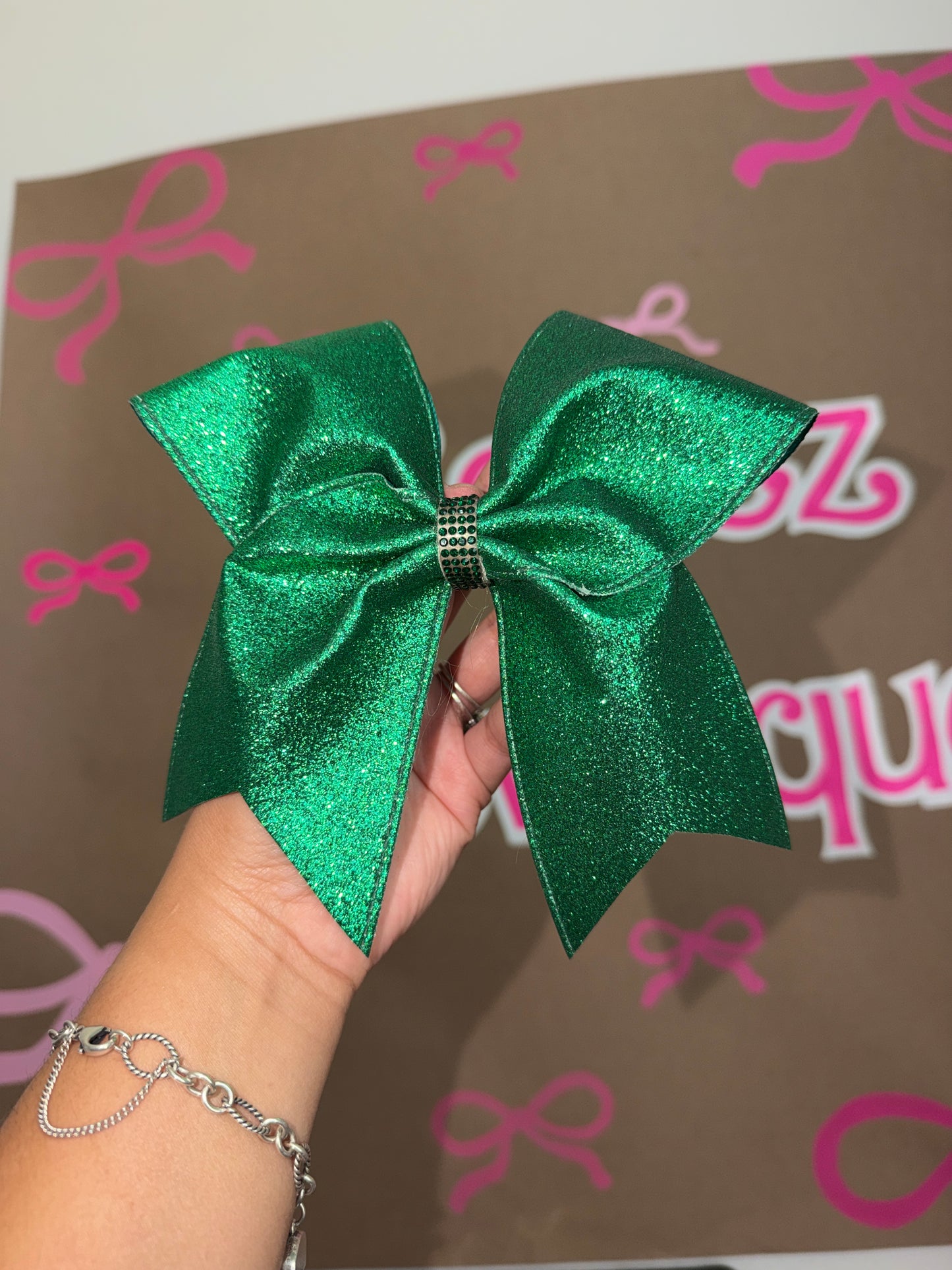Green Cheer Bow ( hair tie )