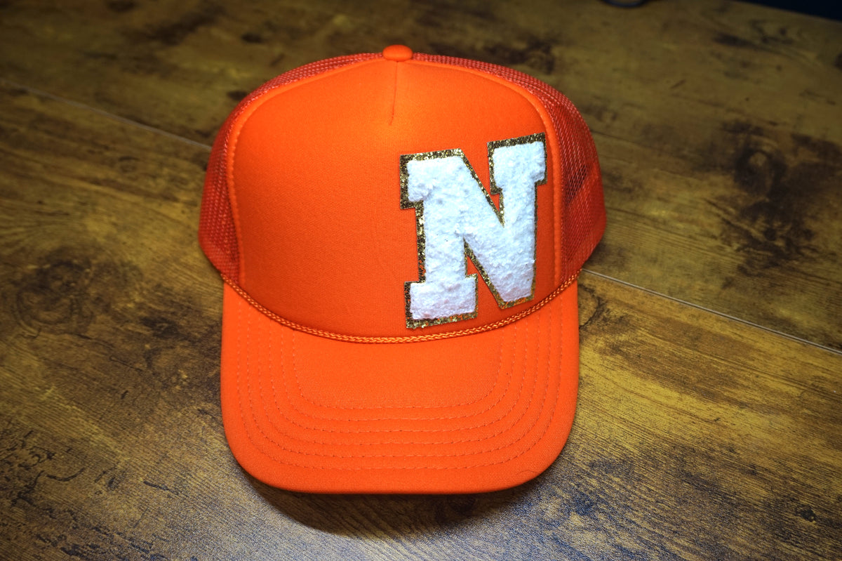 Hat: Orange/White "N" (Chenille)