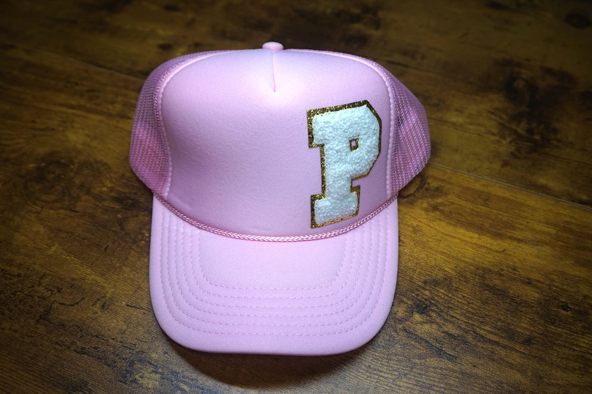 Trucker Hat: Pink/White "P" (Chenille)