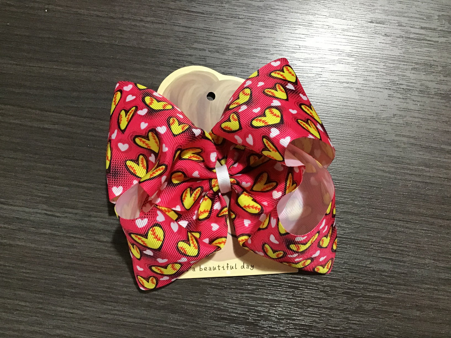 Softball Heart Bow