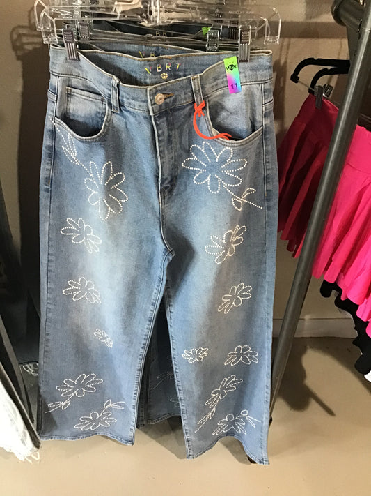 Flower Pearl Wide Leg Jeans