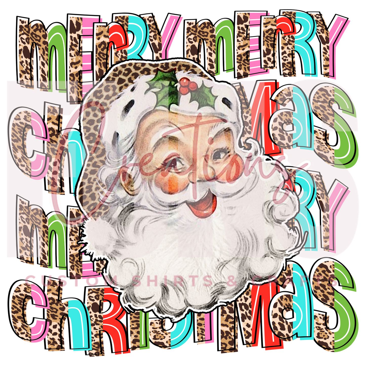 Merry Christmas Leopard Santa DTF Transfer