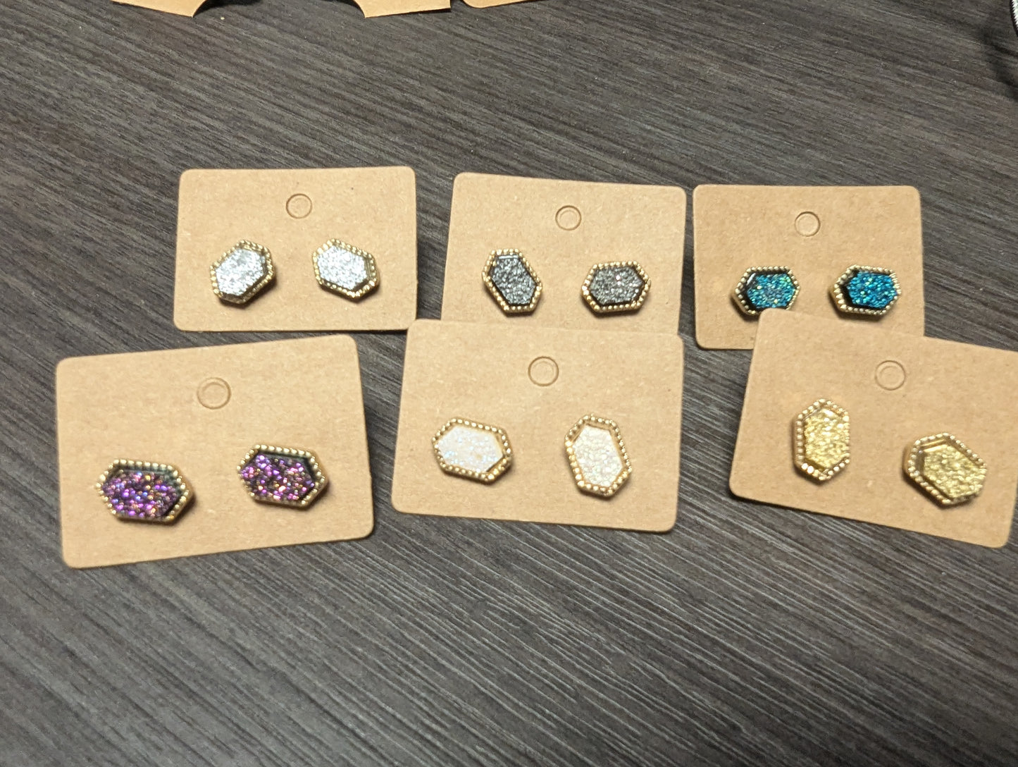 Glitter Hex Stud