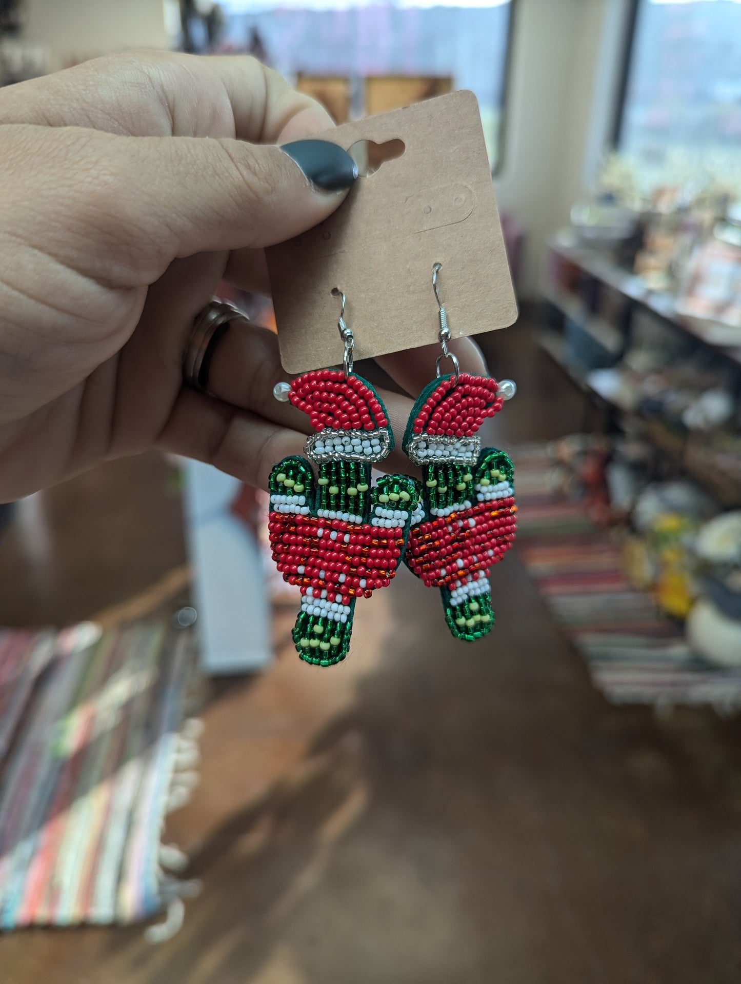 Bead Christmas Earrings $8
