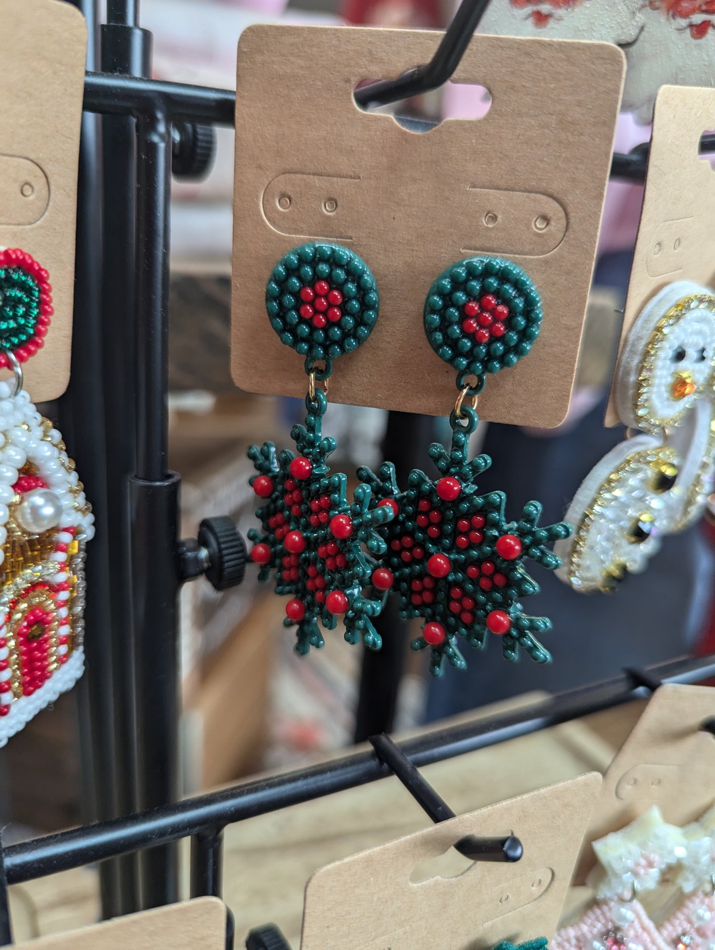 Bead Christmas Earrings $8