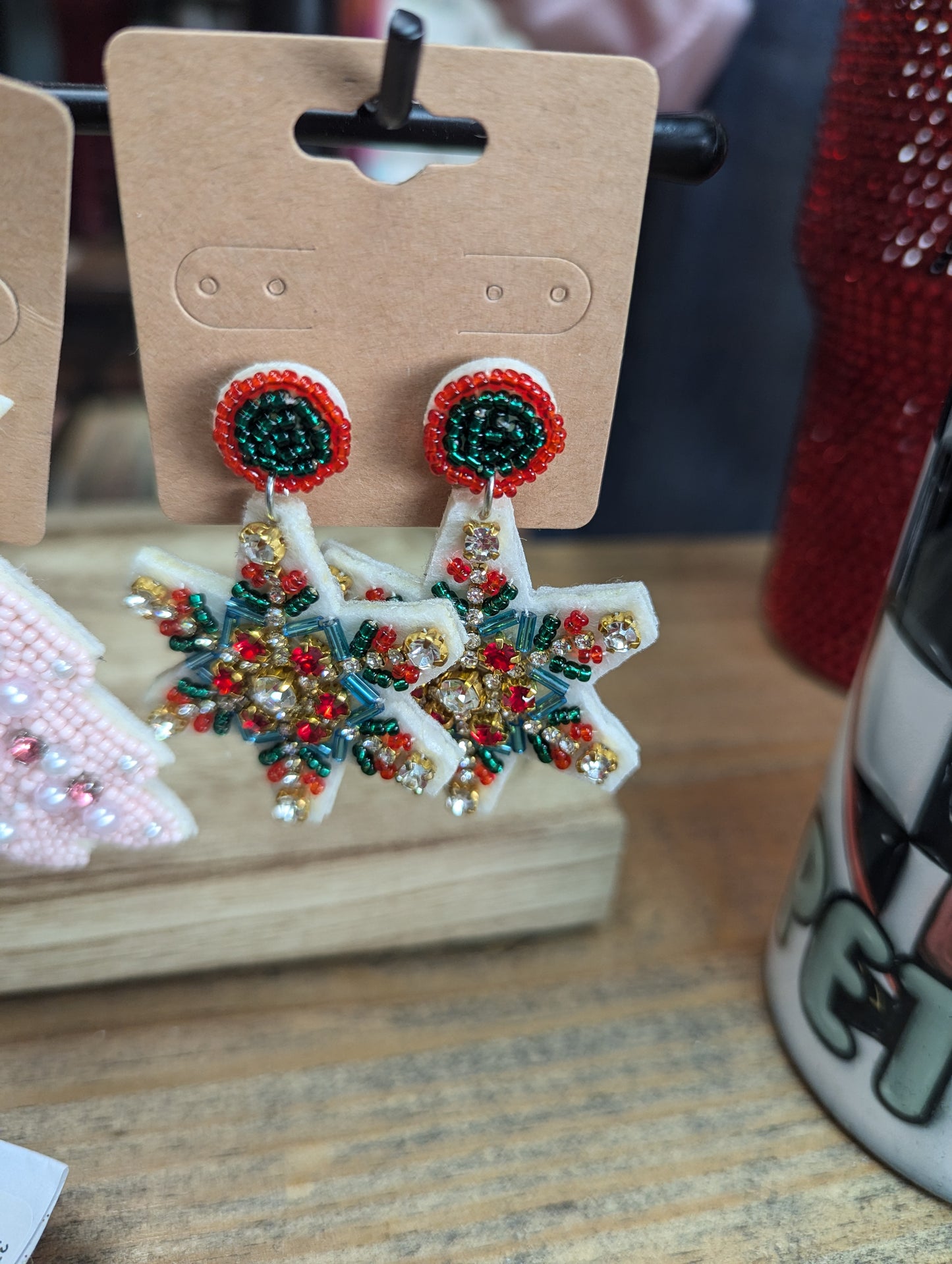 Bead Christmas Earrings $8