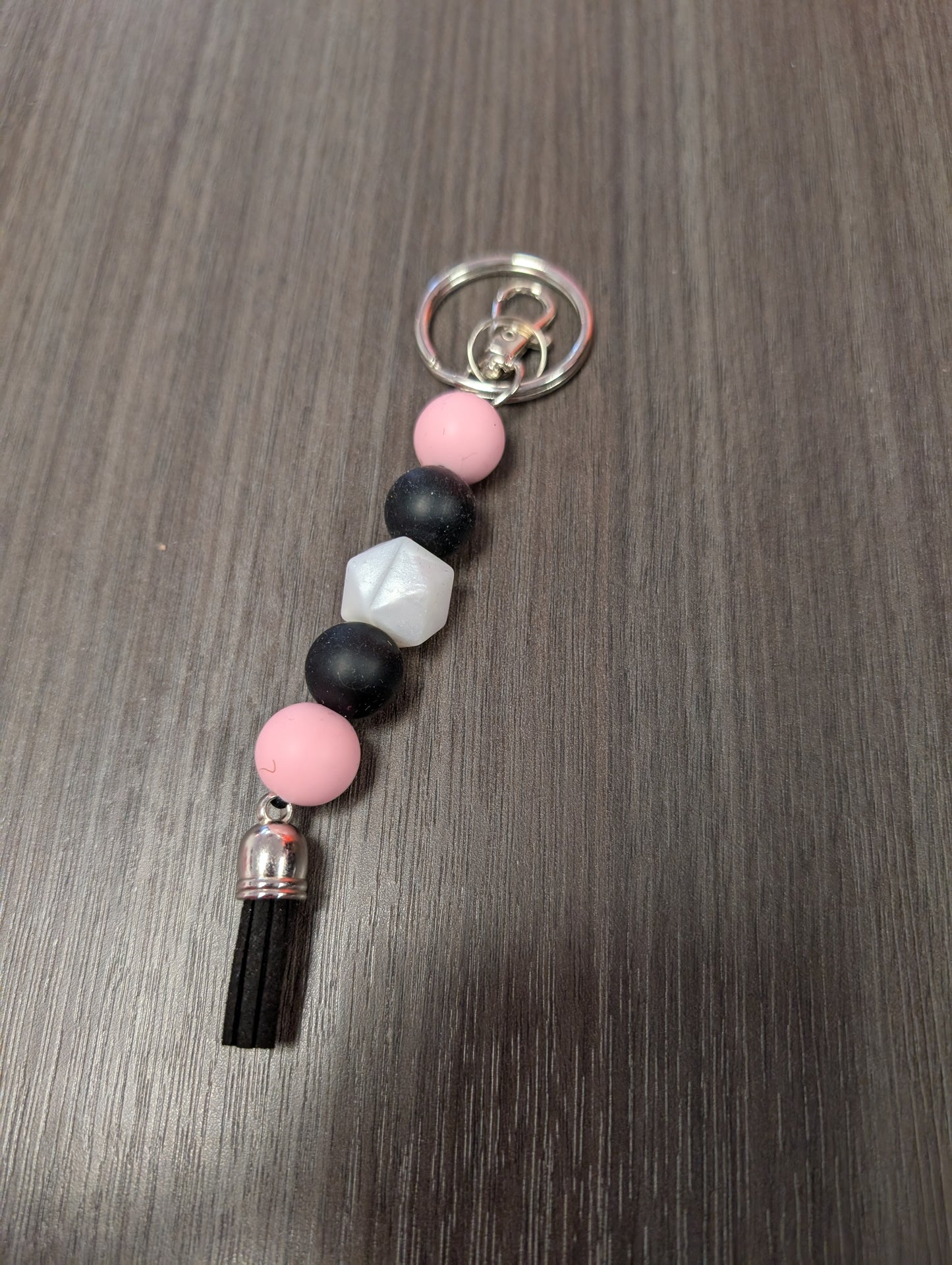 Light Pink Black Keychain