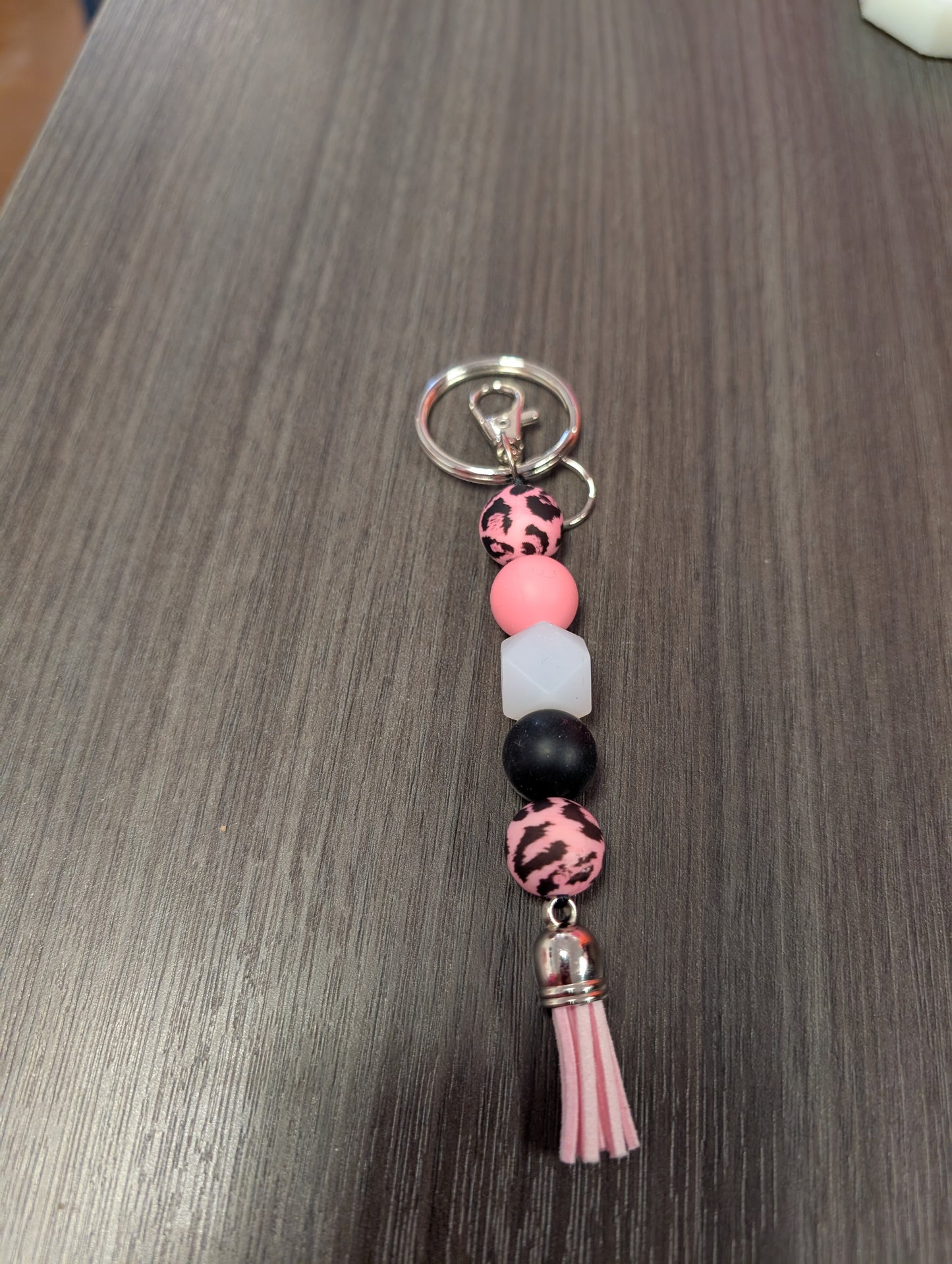 Pink Leopard Keychain