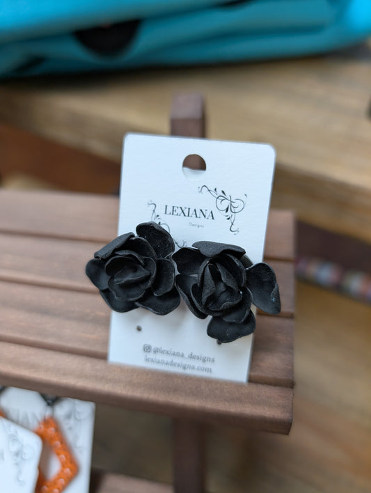 Black Flower Stud