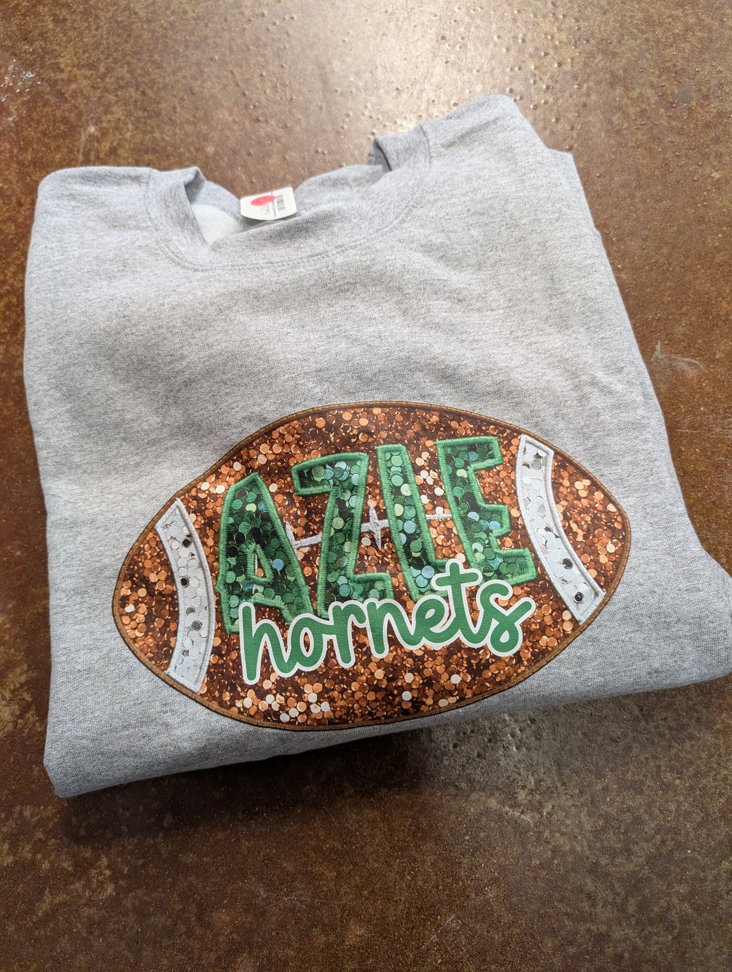 Faux Sequin AZLE Football Sweatshirt