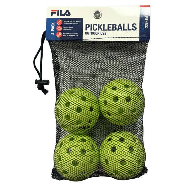 Fila Sport - 4Pack Set Outdoor Pickleballs - Mesh Carry Bag