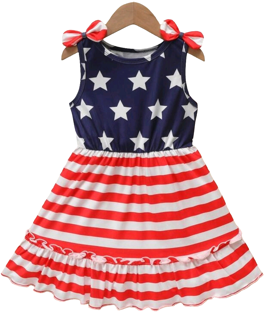 Girls Bow Stars and Stripes