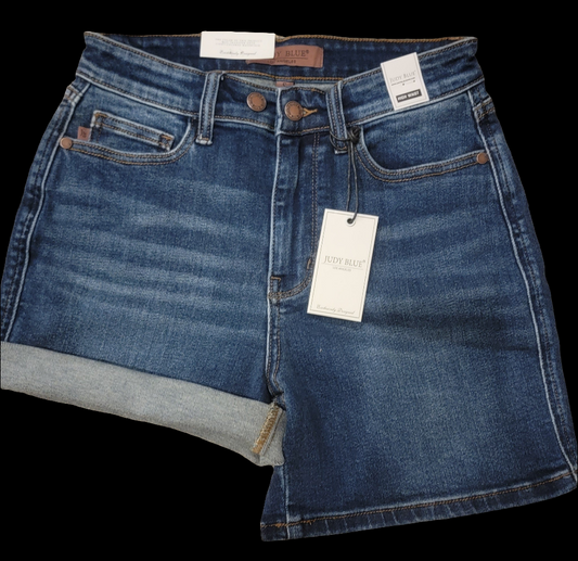 Judy Blue DK 2 Button Mid Length Dad Shorts