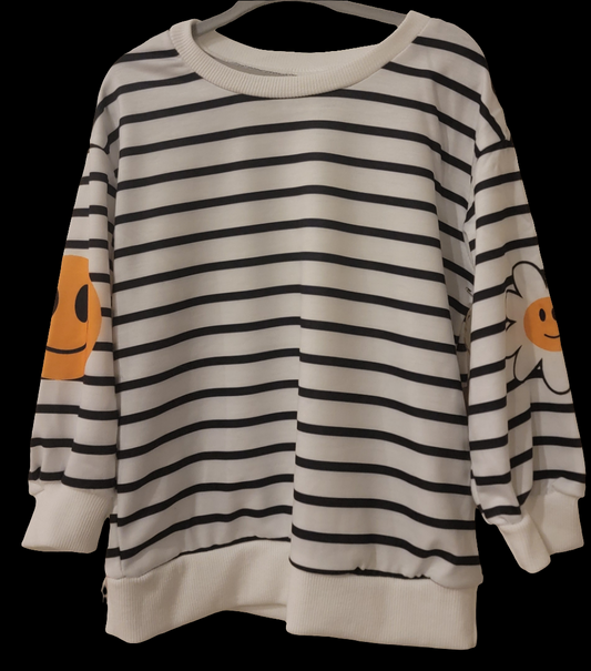 Girls Striped Flower Smile