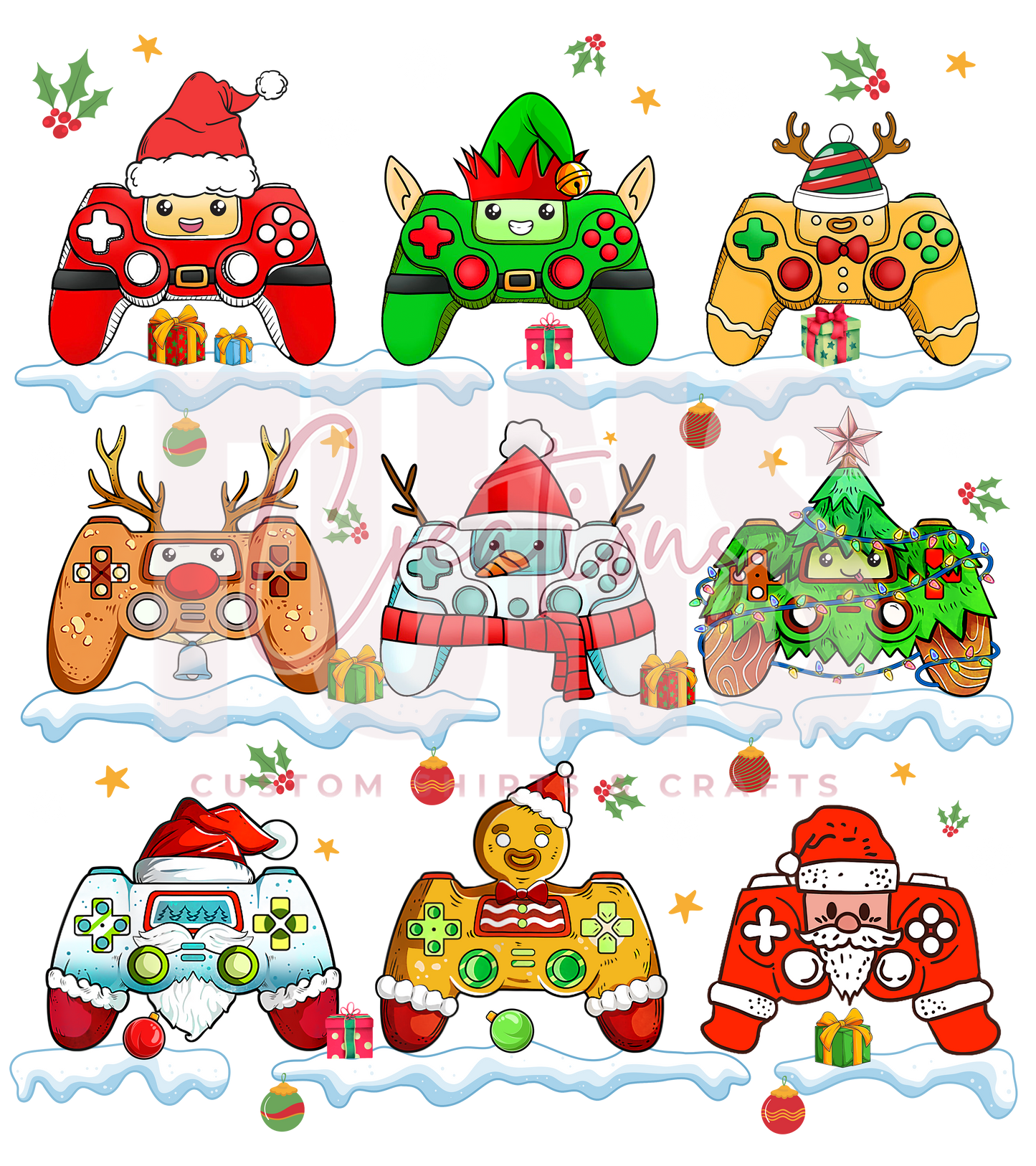 Christmas Game Controllers DTF Transfer