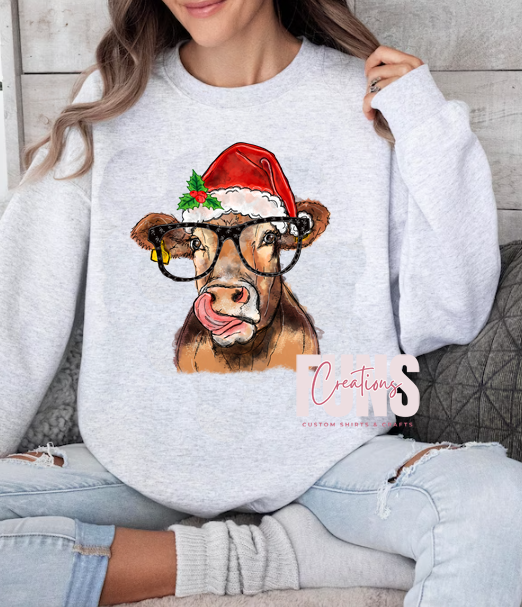 Cow Lick Christmas DTF Transfer