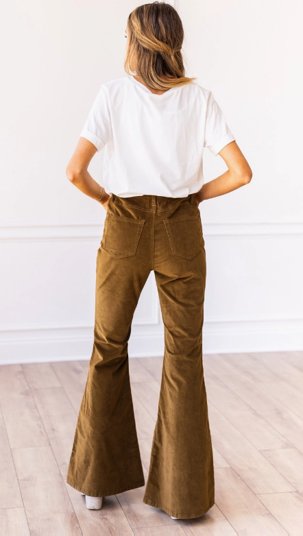 Tan Corduroy Flare Pants