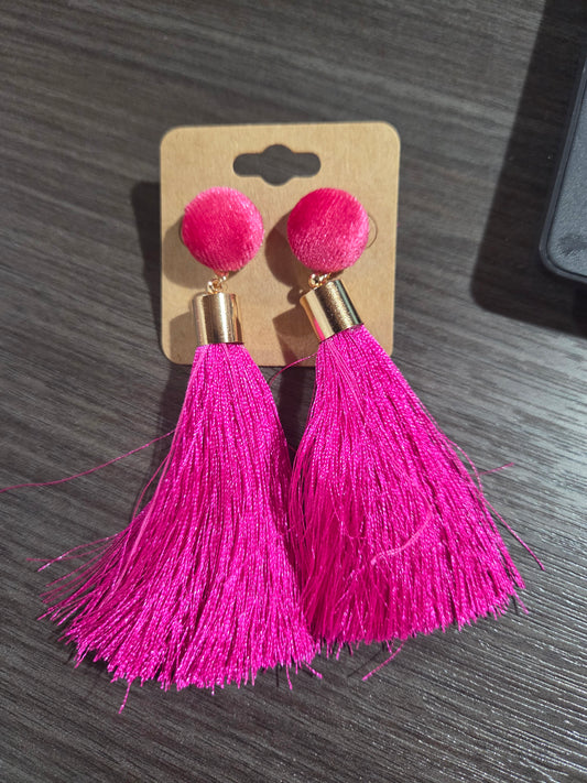 Fuchsia Tassel Earrings