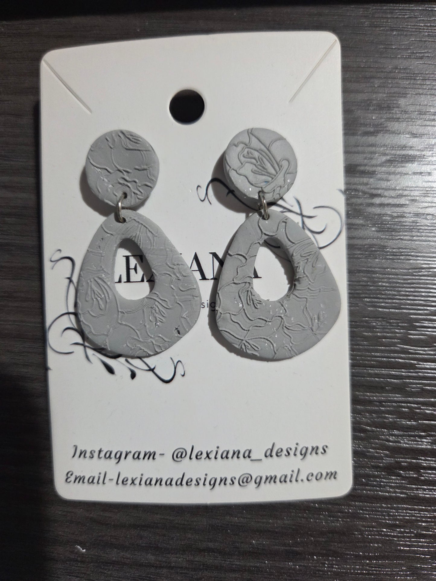Grey Pressed Floral Dangle