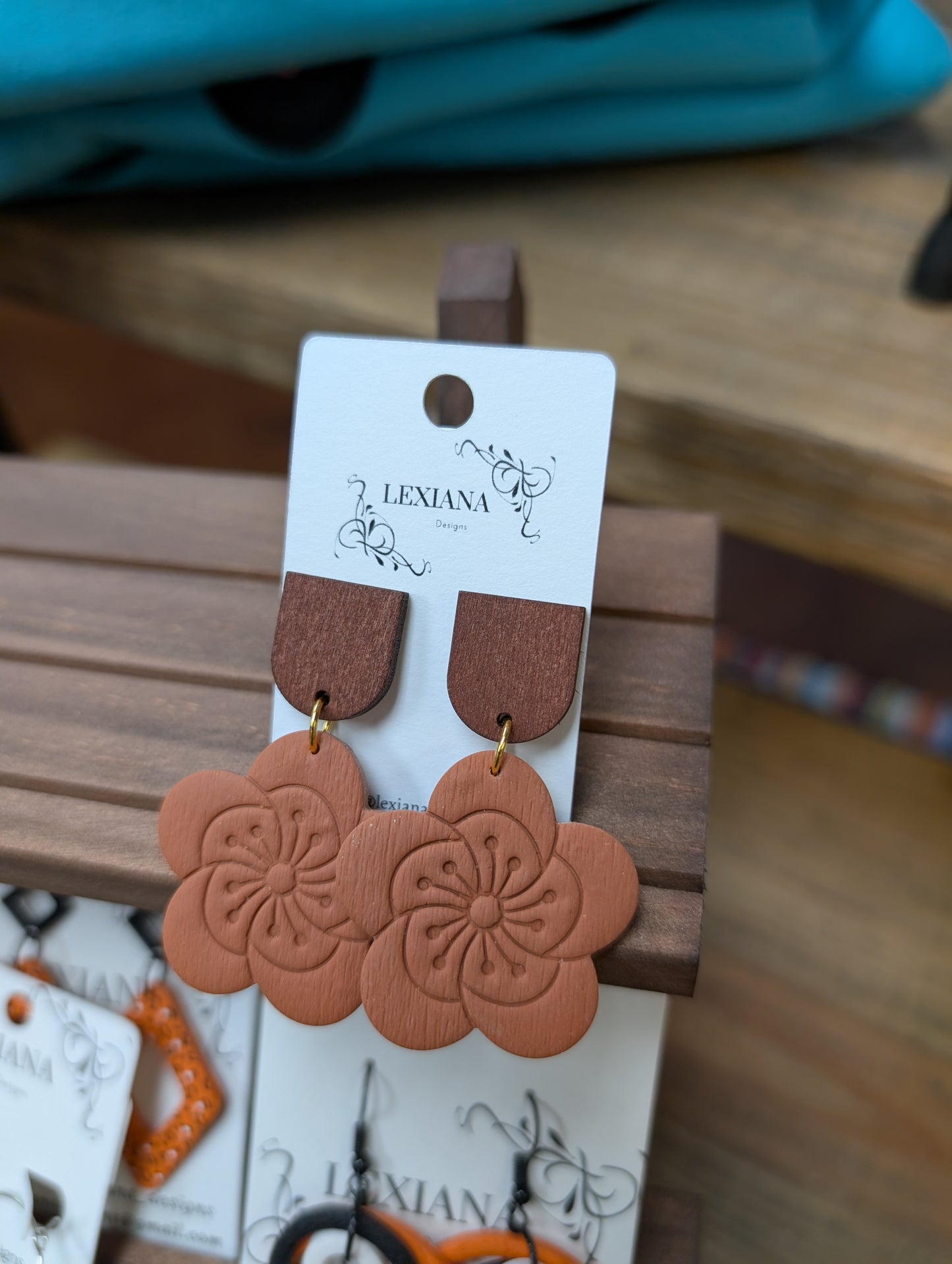 Orange Wood Dangle