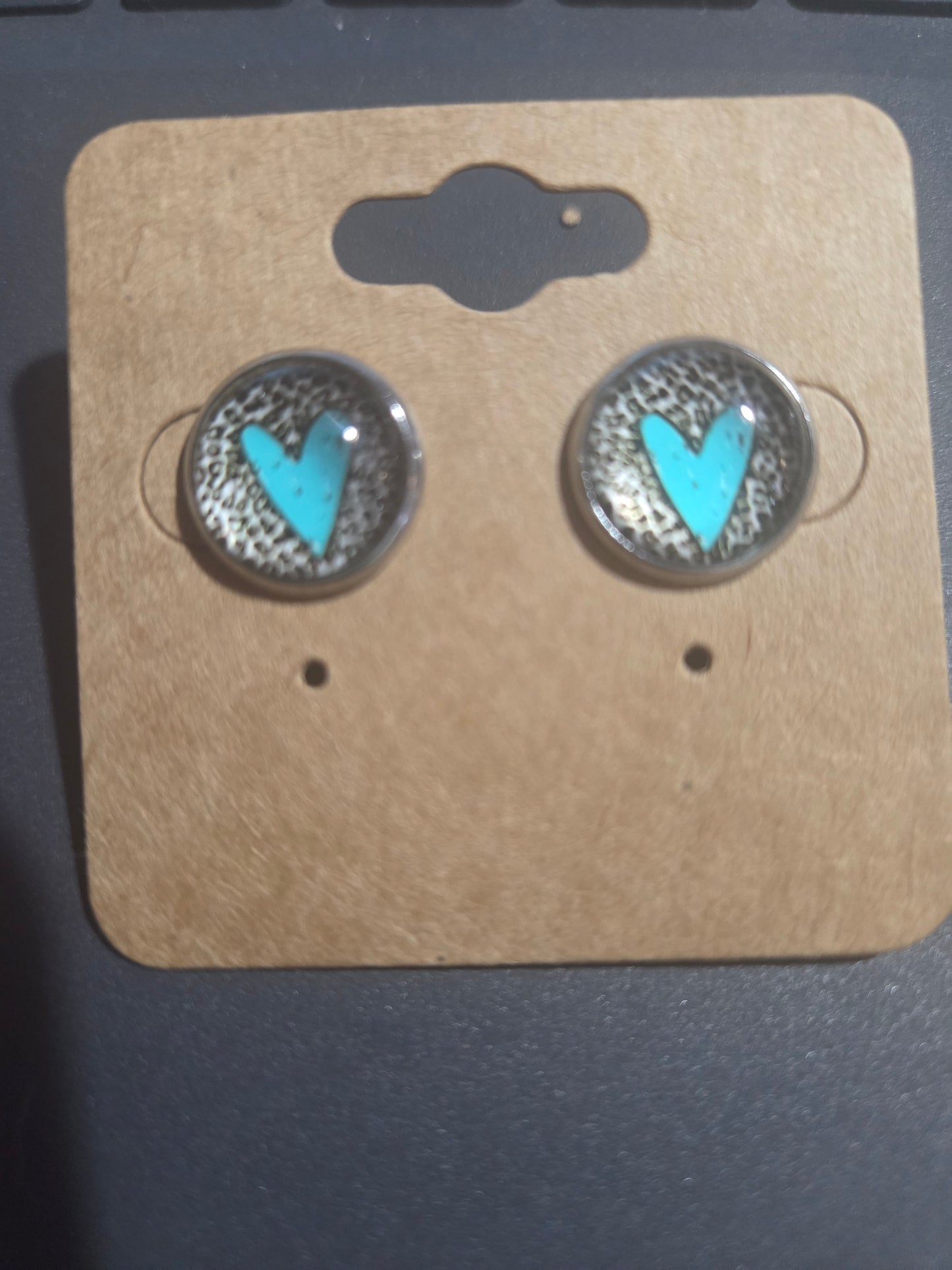 Leopard/Heart Studs