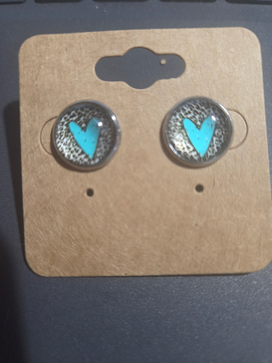Leopard/Heart Studs