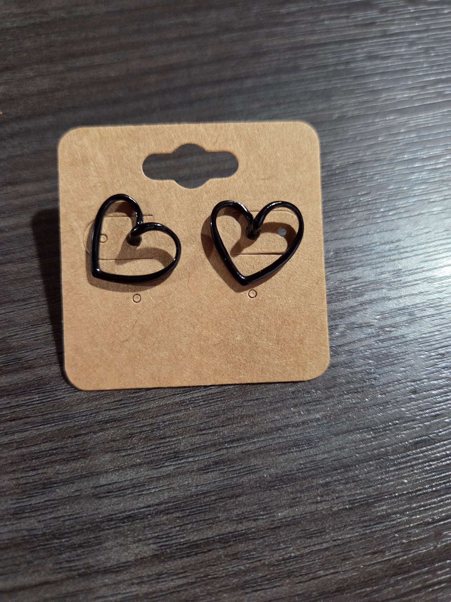 Black Hallow Heart Stud