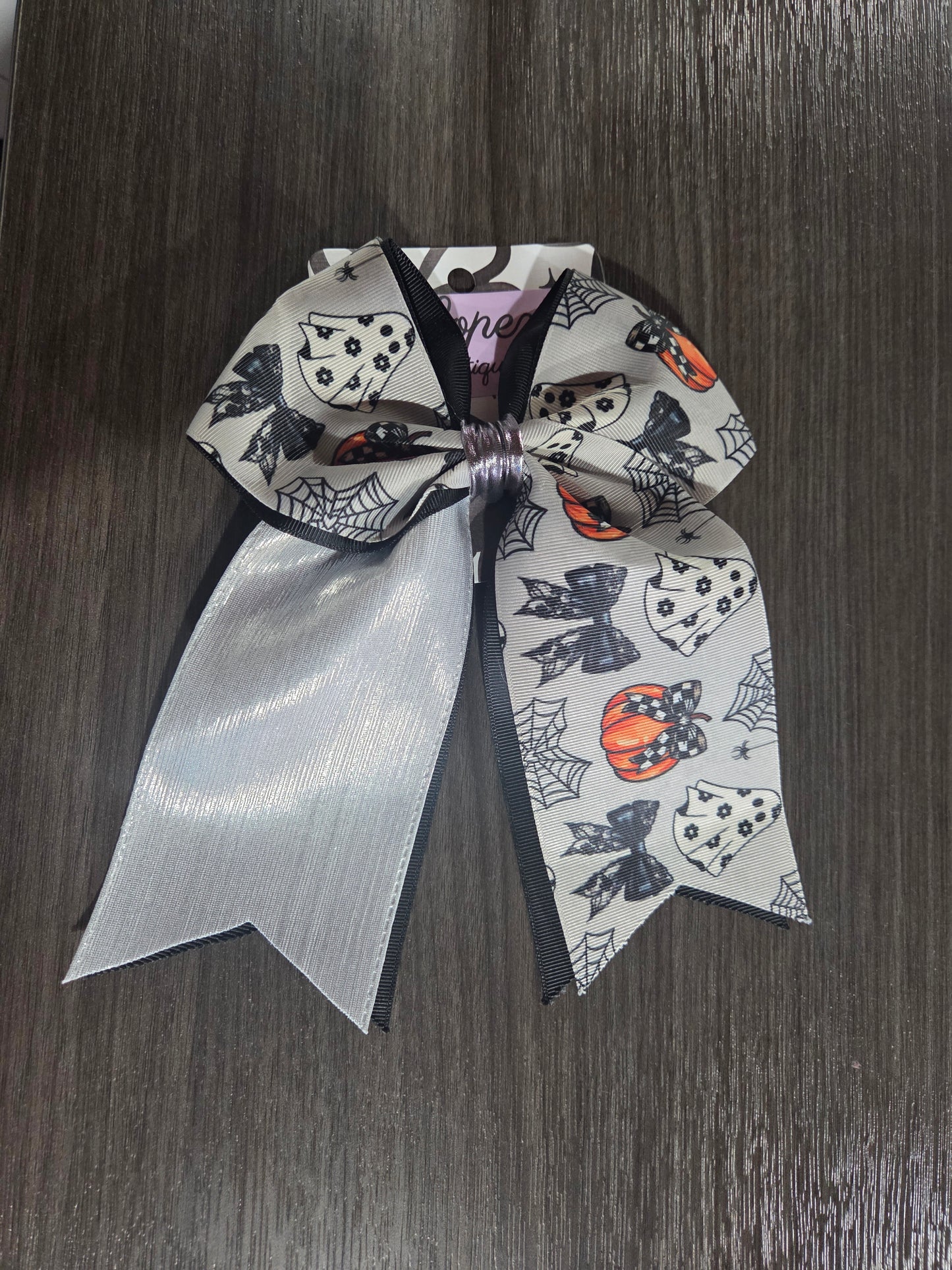 Grey Halloween Bow