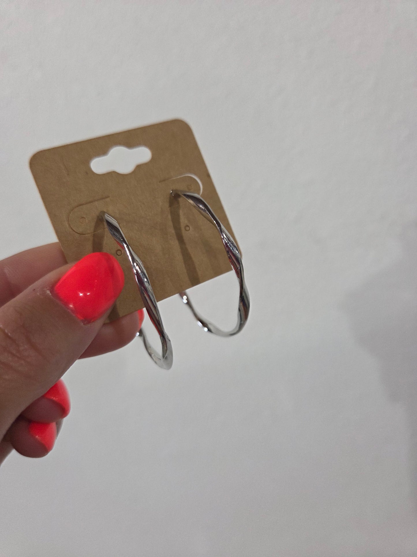 Twist Silver Hoops