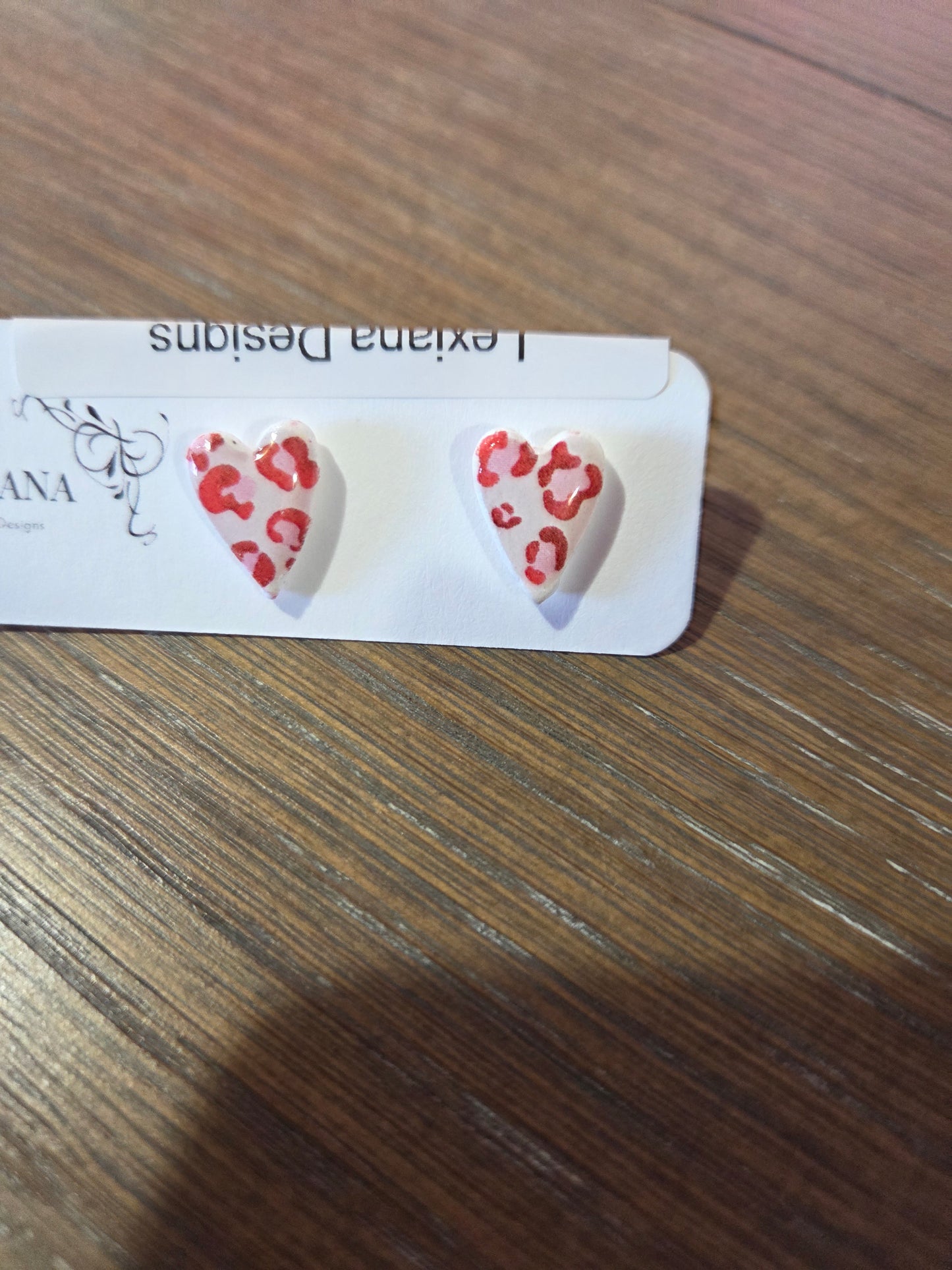 Leopard Heart Studs Mini