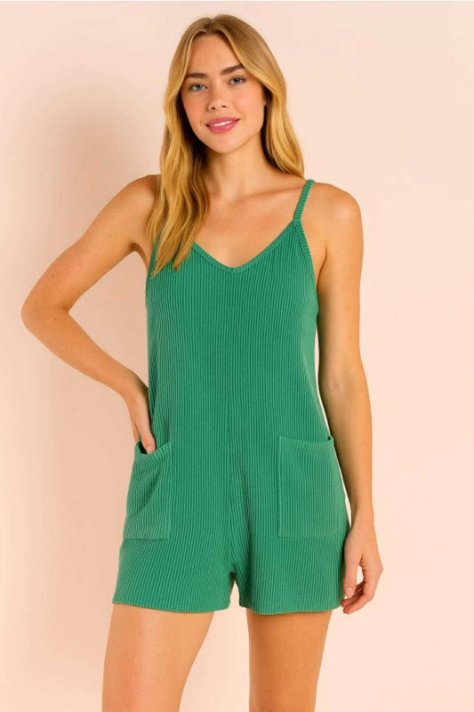 Waffle Knit Green Romper