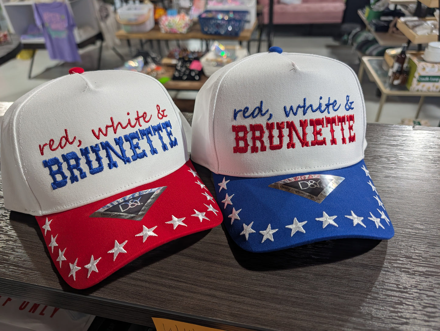 Red, White & Brunette Hat