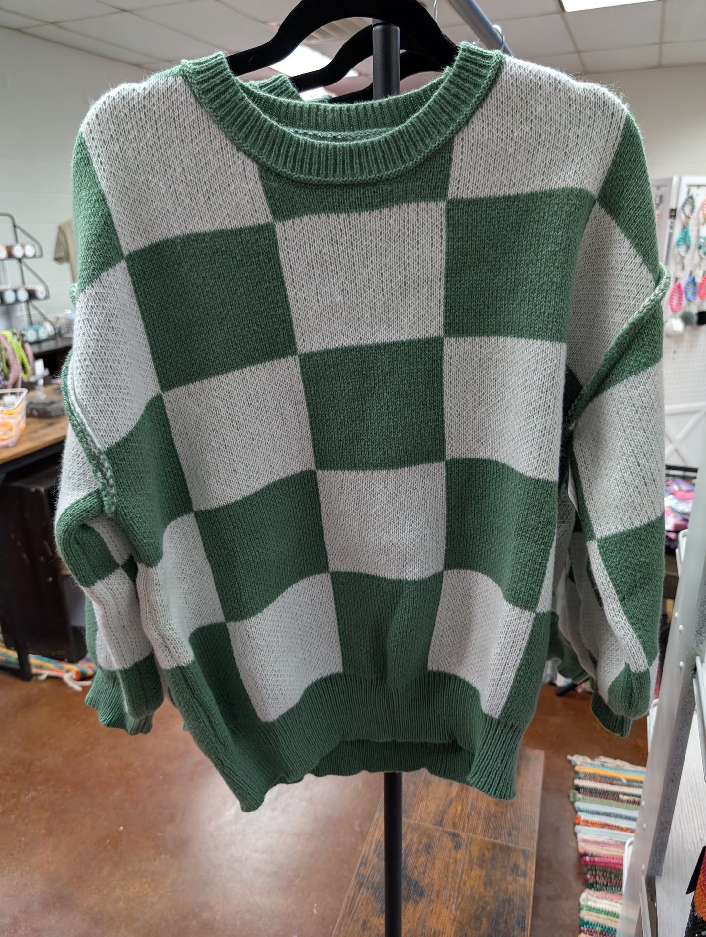 Green Checkered Sweater