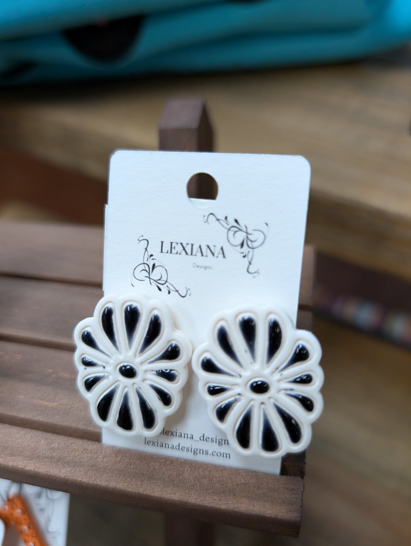 Black Floral Stud