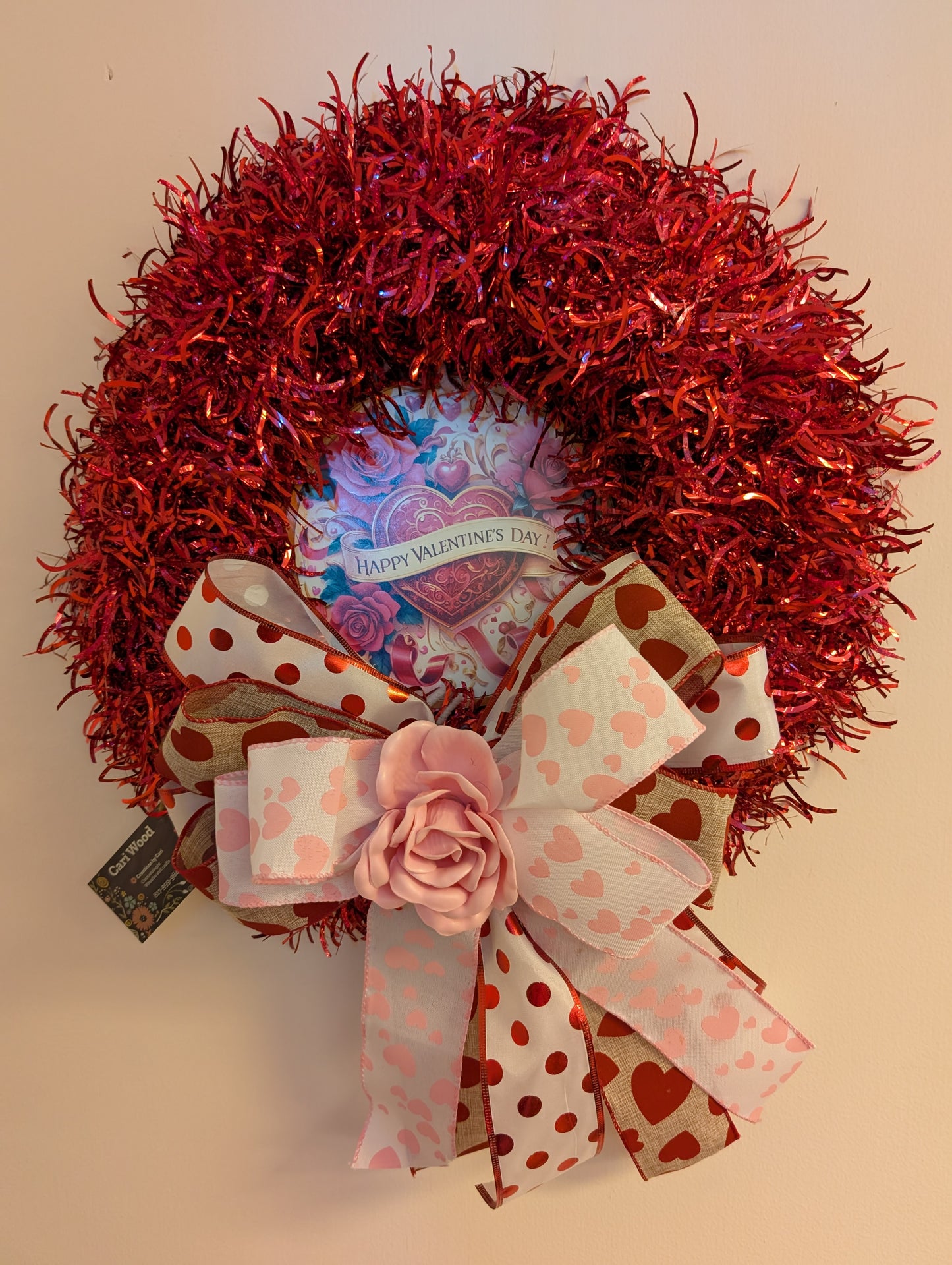 Red VDay Tinsel Wreath