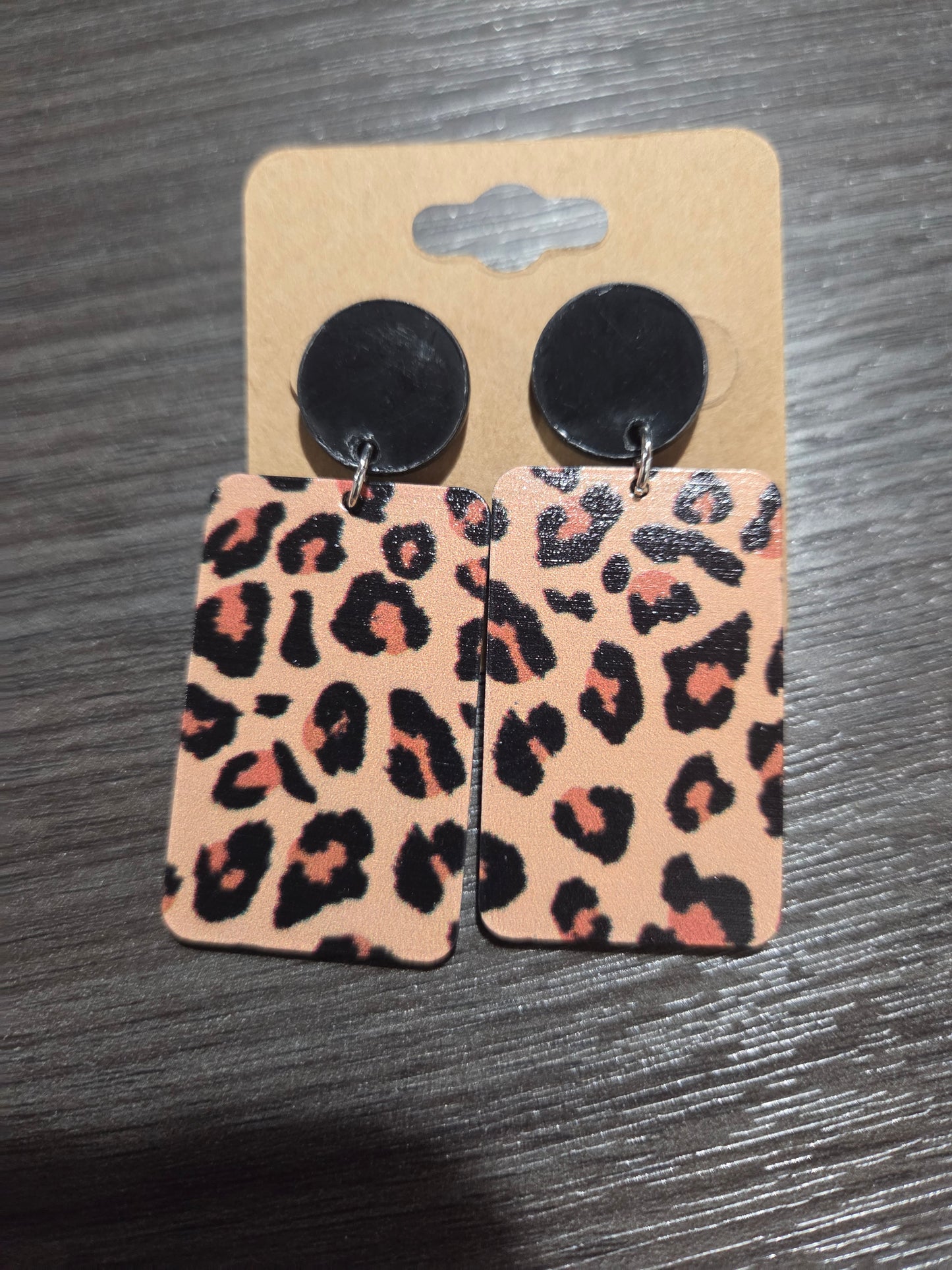 Leopard Square Dangle