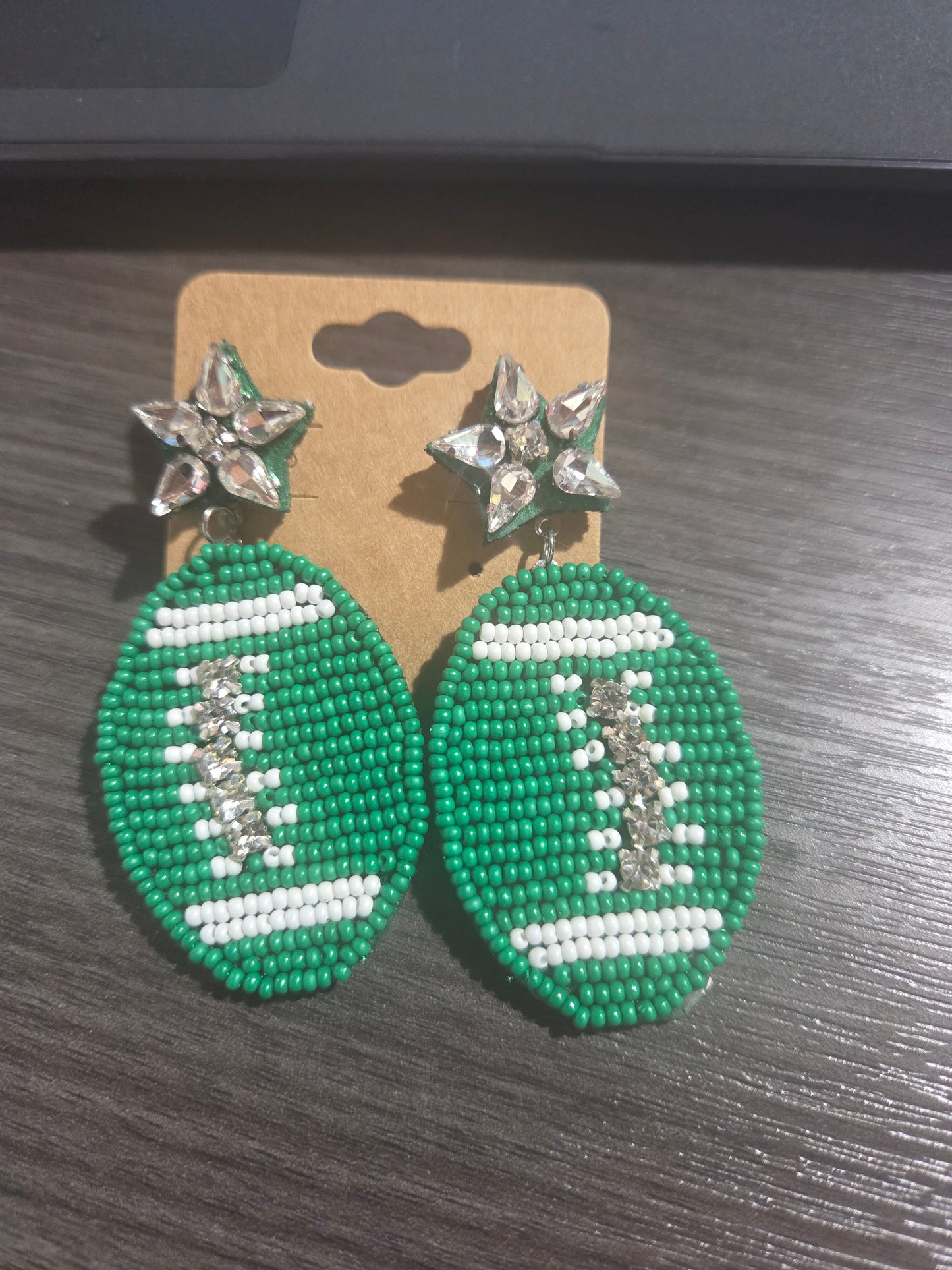 Beaded Green Fball Dangle