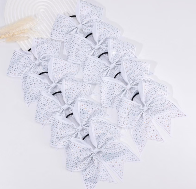 Rhinestone Bow- White